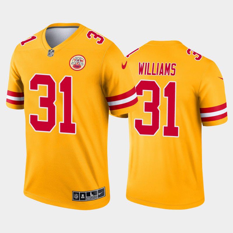 Men Kansas City Chiefs 31 Darrel Williams Nike Yellow Inverted Legend NFL Jersey